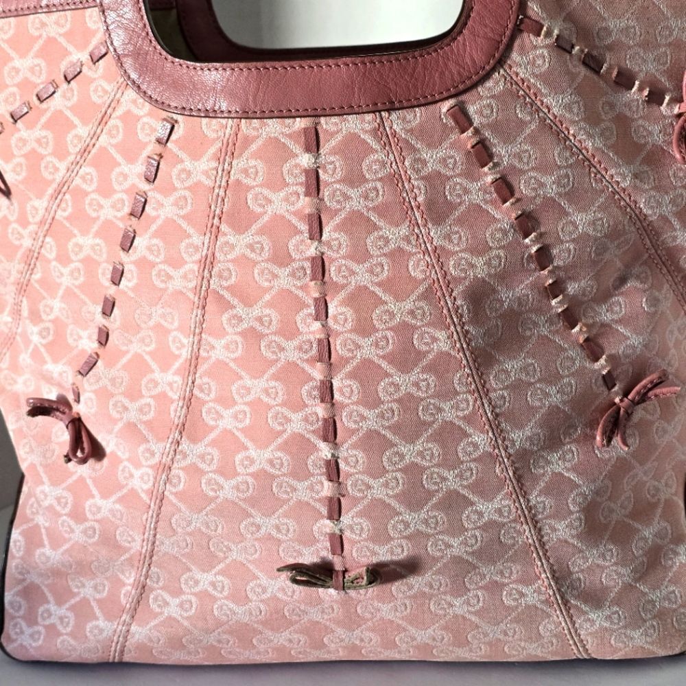 Anya Hindmarch Pink Bow Canvas and Leather Tote Bag - Picture 2 of 16